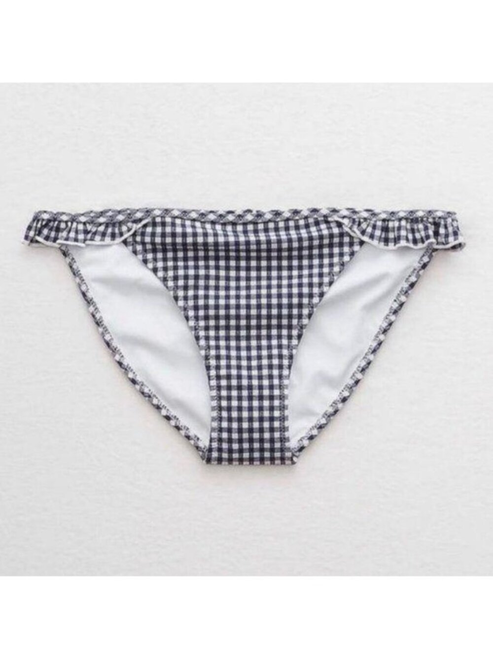 aerie Gingham Bikini Plaid Frill Ruffle Bottoms
